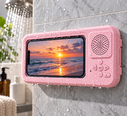 ShowerSync™ Waterproof Phone Holder + Bluetooth Speaker