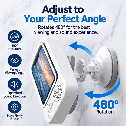 ShowerSync™ Waterproof Phone Holder + Bluetooth Speaker